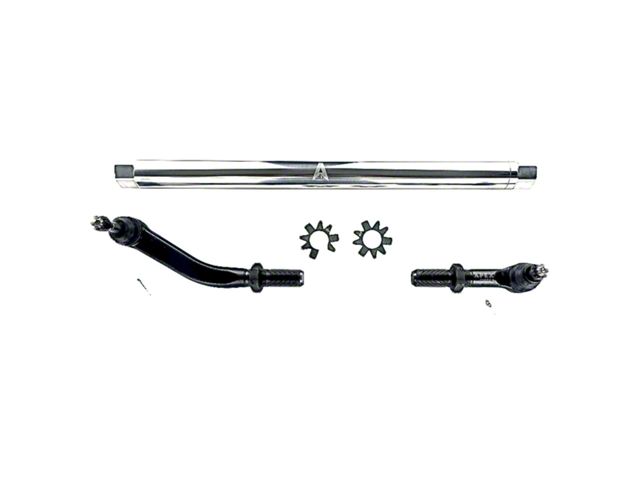 Apex Chassis 2.5-Ton Drag Link Kit without Flip Kit; Polished Aluminum (07-18 Jeep Wrangler JK)