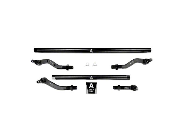 Apex Chassis 2.5-Ton Tie Rod and Drag Link Assembly without Flip Kit for Dana 30 and 0 to 4.50-Inch Lift; Steel (18-24 Jeep Wrangler JL, Excluding Rubicon)