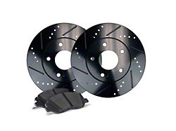 Apex One Elite Cross-Drill and Slots Brake Rotor and Friction Point Pad Kit; Front (20-24 Jeep Gladiator JT)