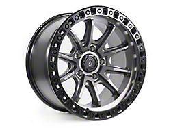 Arena Mission Satin Gunmetal Center with Satin Black Lip Wheel; 17x9; -12mm Offset (20-25 Jeep Gladiator JT)