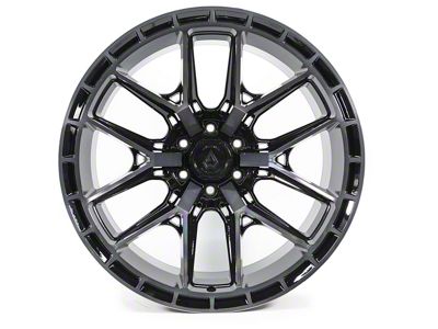 Arena Battle Glossy Black with Machined DDT Face and Lip 6-Lug Wheel; 22x12; -44mm Offset (16-24 Titan XD)