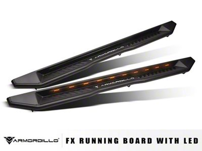 Armordillo FX Running Boards with LED Lights; Matte Black (22-25 Frontier Crew Cab)