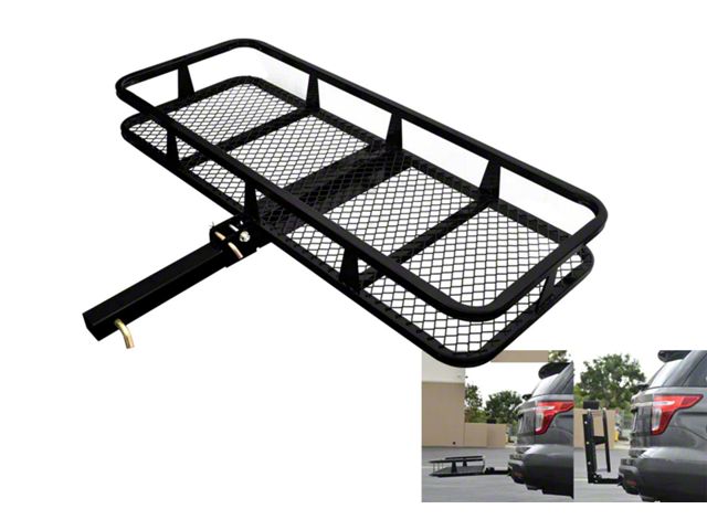 Armordillo 2-Inch Receiver Hitch Fold Up Basket Style Cargo Carrier; 20-Inch x 48-Inch (Universal; Some Adaptation May Be Required)