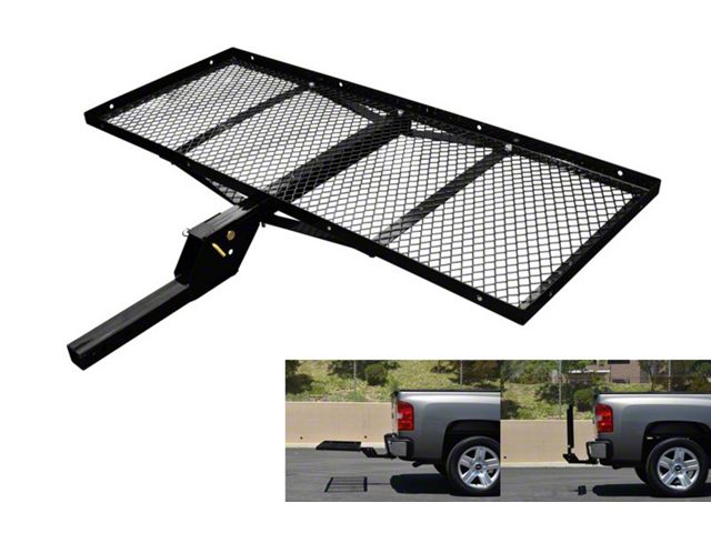 Armordillo 2-Inch Receiver Hitch Fold Up Tray Style Cargo Carrier; 23-Inch x 59-Inch (Universal; Some Adaptation May Be Required)