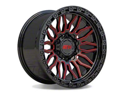 ATW Off-Road Wheels Nile Gloss Black with Red Milled Spokes 6-Lug Wheel; 17x9; 0mm Offset (2024 Tacoma)