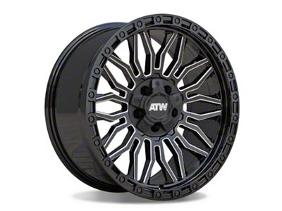 ATW Off-Road Wheels Nile Gloss Black with Milled Spokes Wheel; 20x10; -18mm Offset (76-86 Jeep CJ7)