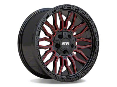 ATW Off-Road Wheels Nile Gloss Black with Red Milled Spokes Wheel; 20x10; -18mm Offset (07-18 Jeep Wrangler JK)