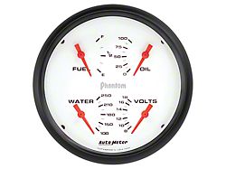 Auto Meter Phantom Series 5-Inch Quad Gauge; 240 ohm Empty to 33 ohm Full (Universal; Some Adaptation May Be Required)