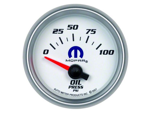 Auto Meter Oil Pressure Gauge with MOPAR Logo; Electrical (Universal; Some Adaptation May Be Required)