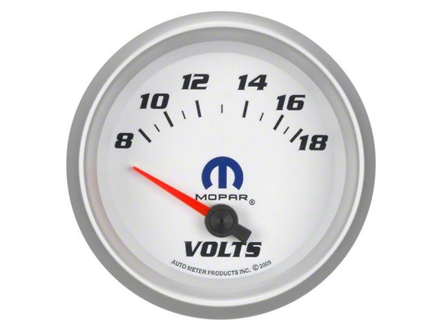 Auto Meter Voltmeter Gauge with MOPAR Logo; Electrical (Universal; Some Adaptation May Be Required)