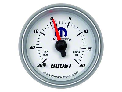 Auto Meter Boost/Vacuum Gauge with MOPAR Logo; Mechanical (Universal; Some Adaptation May Be Required)