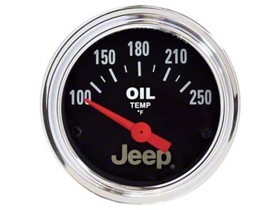 Auto Meter Jeep Series 2-1/16-Inch Oil Temperature Gauge; 100-250 Fahrenheit (Universal; Some Adaptation May Be Required)