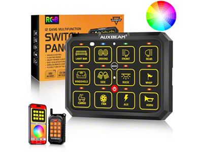 Auxbeam AC-1200 Series RGB 12-Gang Multifunction Switch Panel with App and Remote Control (Universal; Some Adaptation May Be Required)