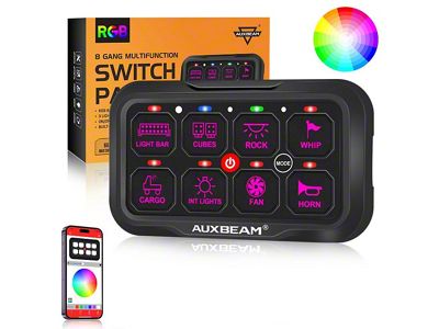 Auxbeam AR-800 Series RGB 8-Gang Multifunction Switch Panel with App (Universal; Some Adaptation May Be Required)