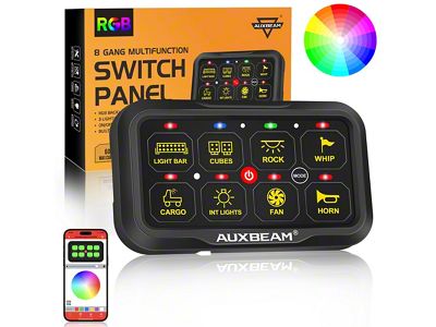 Auxbeam AR-820 Series RGB 8-Gang Multifunction Switch Panel with App (Universal; Some Adaptation May Be Required)