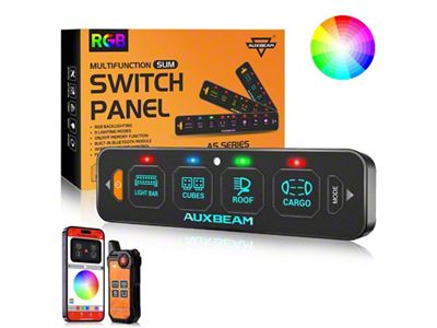 Auxbeam AS-400 Slim Series 4-Gang Multifunction Switch Panel with App and Remote Control (Universal; Some Adaptation May Be Required)