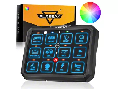 Auxbeam RB120 Series RGB 12-Gang Multifunction Switch Panel (Universal; Some Adaptation May Be Required)