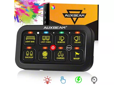 Auxbeam RB80 Series RGB 8-Gang Multifunction Switch Panel (Universal; Some Adaptation May Be Required)