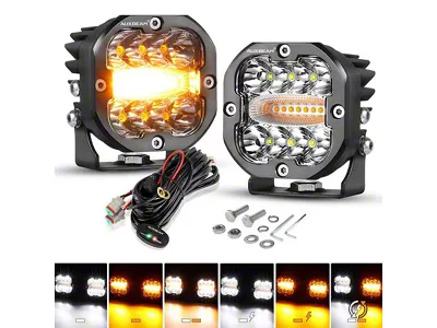 Auxbeam XP-ULTRA Series 3-Inch 6-Mode LED Driving Lights without Covers; Spot/Flood Beam (Universal; Some Adaptation May Be Required)