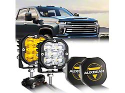 Auxbeam XP-ULTRA Series 3-Inch LED Pod Lights with Black Covers; Amber/White Spot Beam; Set of 2 (Universal; Some Adaptation May Be Required)