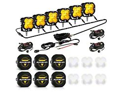 Auxbeam XP-ULTRA Series 3-Inch LED Pod Lights with 6-Pod Wiring Harness and Black Covers; Amber/White Combo Beam; Set of 6 (Universal; Some Adaptation May Be Required)