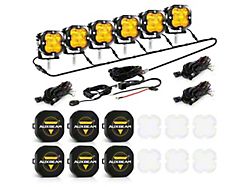 Auxbeam XP-ULTRA Series 3-Inch LED Pod Lights with 6-Pod Wiring Harness and Black Covers; Amber Combo/White Spot Beam; Set of 6 (Universal; Some Adaptation May Be Required)