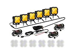 Auxbeam XP-ULTRA Series 3-Inch LED Pod Lights with 6-Pod Wiring Harness; Amber/White Flood Beam; Set of 6 (Universal; Some Adaptation May Be Required)