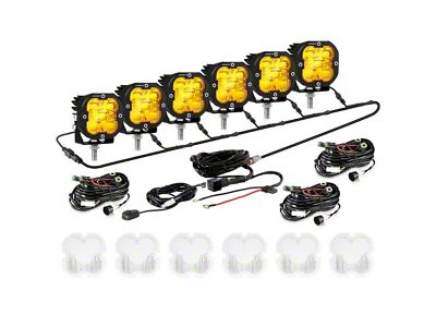 Auxbeam XP-ULTRA Series 3-Inch LED Pod Lights with 6-Pod Wiring Harness; Amber/White Combo Beam; Set of 6 (Universal; Some Adaptation May Be Required)