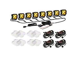 Auxbeam XP-ULTRA Series 3-Inch LED Pod Lights with 8-Pod Wiring Harness; Amber/White Spot Beam; Set of 8 (Universal; Some Adaptation May Be Required)