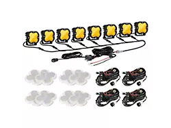 Auxbeam XP-ULTRA Series 3-Inch LED Pod Lights with 8-Pod Wiring Harness; Amber/White Flood Beam; Set of 8 (Universal; Some Adaptation May Be Required)