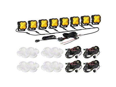 Auxbeam XP-ULTRA Series 3-Inch LED Pod Lights with 8-Pod Wiring Harness; Amber/White Combo Beam; Set of 8 (Universal; Some Adaptation May Be Required)