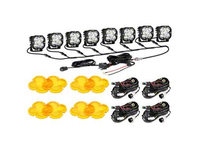 Auxbeam XP-ULTRA Series 3-Inch LED Pod Lights with 8-Pod Wiring Harness; Amber Combo/White Spot Beam; Set of 8 (Universal; Some Adaptation May Be Required)