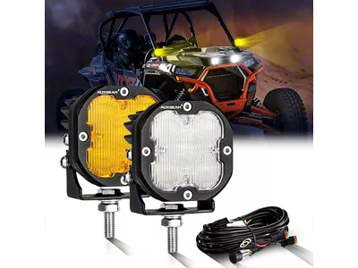 Auxbeam XP-ULTRA Series 3-Inch LED Pod Lights; Amber/White Flood Beam; Set of 2 (Universal; Some Adaptation May Be Required)