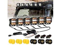 Auxbeam XP-ULTRA Series 3-Inch White DRL and Amber Turn Signal LED Pod Lights with 6-Pod Wiring Harness; Combo Beam; Set of 6 (Universal; Some Adaptation May Be Required)