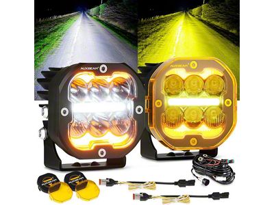 Auxbeam XP-ULTRA Series 3-Inch White DRL and Amber Turn Signal LED Pod Lights; Combo Beam; Set of 2 (Universal; Some Adaptation May Be Required)