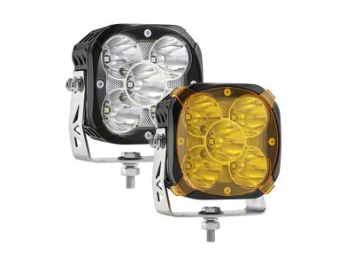 Auxbeam XP-ULTRA Series 4.50-Inch LED Pod Lights with Amber Backlight and 8-Pod Wiring Harness; Spot Beam; Set of 8 (Universal; Some Adaptation May Be Required)