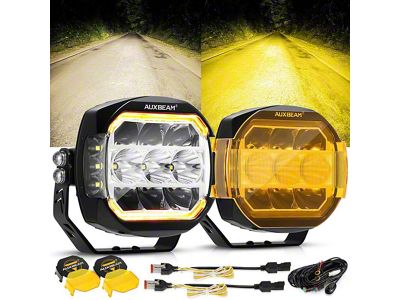 Auxbeam XP-UTLRA Series 5-Inch Side Shooter White DRL and Amber Turn Signal LED Pod Lights; Set of 2 (Universal; Some Adaptation May Be Required)