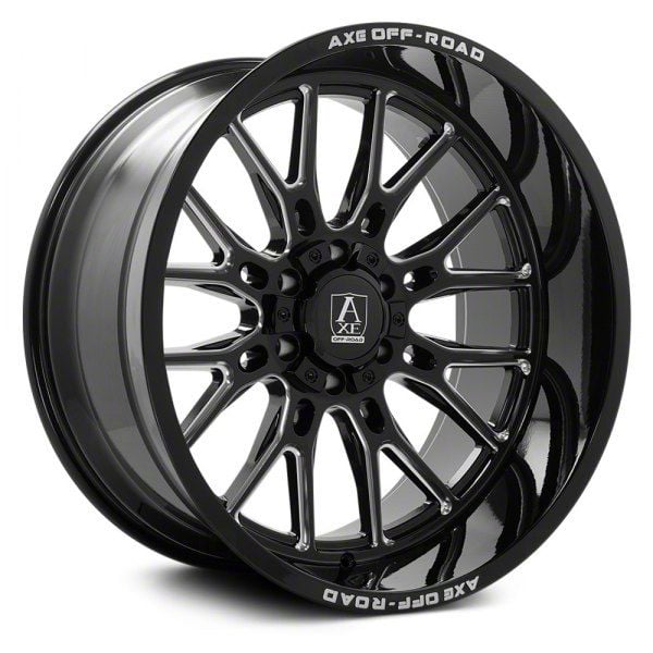 Axe Wheels Jeep Wrangler Atlas Gloss Black Milled Wheel; 22x12; -44mm ...