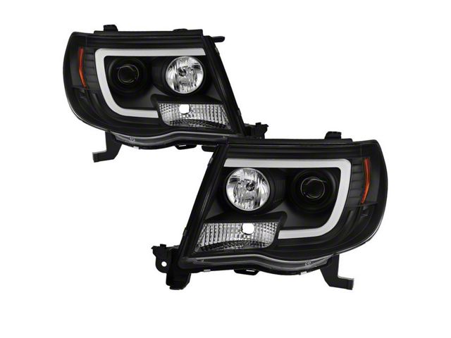 Version 2 Light Bar DRL Projector Headlights; Black Housing; Clear Lens (05-11 Tacoma)