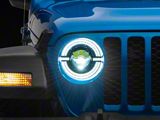 Raxiom Axial Series 9-Inch LED Angel Eye Headlights; Black Housing; Clear Lens (20-25 Jeep Gladiator JT)