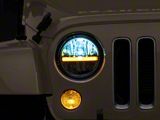 Raxiom Axial Series 7-Inch LED Headlights with DRL and Signal Function; Black Housing; Clear Lens (97-18 Jeep Wrangler TJ & JK)