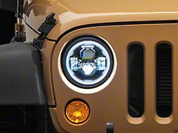 Raxiom Axial Series 7-Inch LED Headlights with DRL Turn Signals; Black Housing; Clear Lens (07-18 Jeep Wrangler JK)