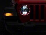 Raxiom Axial Series 9-Inch Angel Eye LED Headlights and LED Fog Lights; Black Housing; Clear Lens (18-25 Jeep Wrangler JL)