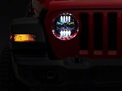 Raxiom Axial Series 9-Inch Angel Eye LED Headlights and LED Fog Lights; Black Housing; Clear Lens (18-25 Jeep Wrangler JL)