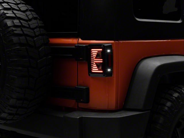 Raxiom Axial Series Vision LED Tail Lights; Black Housing; Smoked Lens (07-18 Jeep Wrangler JK)