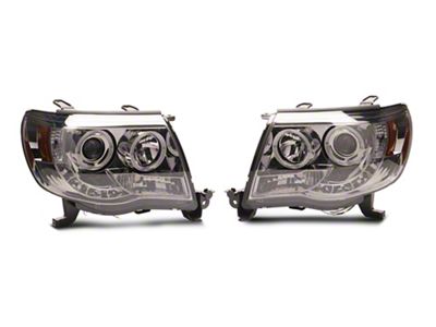 LED Halo Projector Headlights; Chrome Housing; Smoked Lens (05-11 Tacoma)