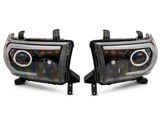 Raxiom Axial Series Projector Headlights with LED Bar; Black Housing; Clear Lens (07-13 Tundra w/o Level Adjuster)