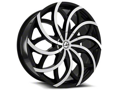 Azara AZA-504 Gloss Black and Machined Wheel; 22x8.5; 38mm Offset (84-01 Jeep Cherokee XJ)