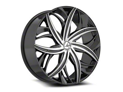 Azara AZA-541 Gloss Black and Machined Wheel; 22x8.5; 38mm Offset (84-01 Jeep Cherokee XJ)