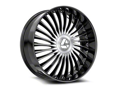 Azara AZX-103 Gloss Black and Machined Wheel; 20x8.5; 35mm Offset (84-01 Jeep Cherokee XJ)